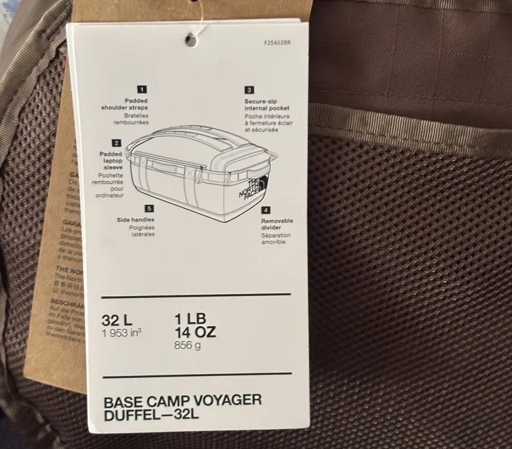 The North Face Base Camp Voyager 32L Travel Duffel Backpack Bag Smokey Brown